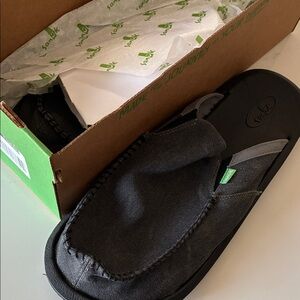 Sanuk Charcoal Canvas Slip-On Sandals